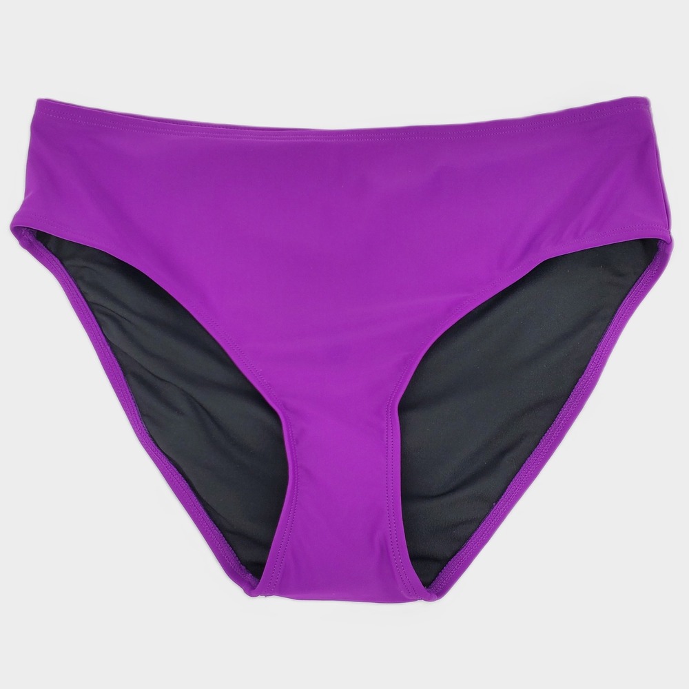 Halcurt Women Medium Full Coverage High Waist Bikini Swim Bottoms Purple Stretch